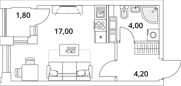 Квартира 26,4 м², студия - изображение 1