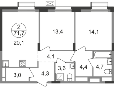 67,4 м², 2-комнатная квартира 13 924 462 ₽ - изображение 21