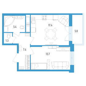 Квартира 46,7 м², 1-комнатная - изображение 1