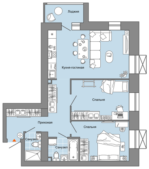 69 м², 3-комнатная квартира 7 465 764 ₽ - изображение 1