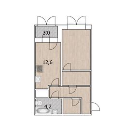 Квартира 45,9 м², 2-комнатная - изображение 1