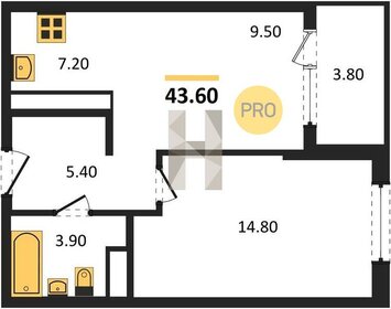 Квартира 43,6 м², 1-комнатная - изображение 1