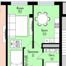 Квартира 43,5 м², 1-комнатная - изображение 1