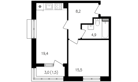 Квартира 49,5 м², 1-комнатная - изображение 1