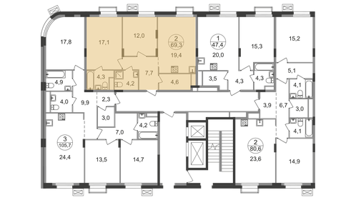 Квартира 69,3 м², 2-комнатная - изображение 2