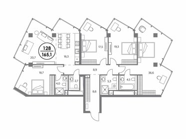 164,4 м², 4-комнатная квартира 141 877 200 ₽ - изображение 23