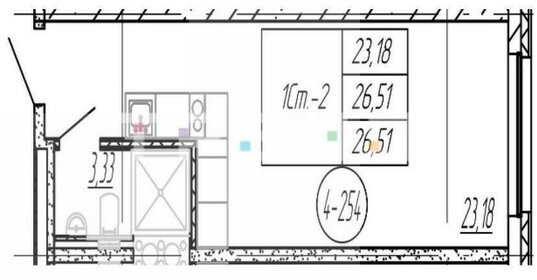 Квартира 26,5 м², студия - изображение 1