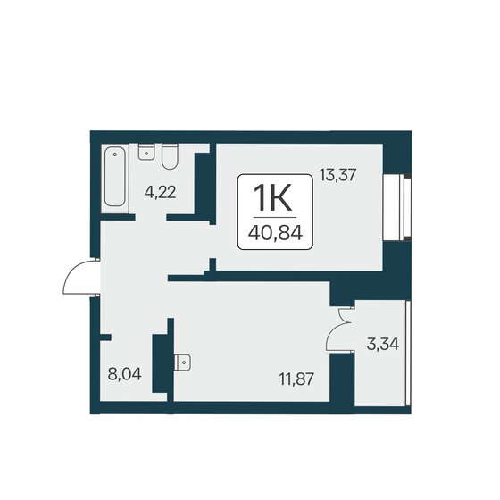 40,8 м², 1-комнатная квартира 7 950 000 ₽ - изображение 1