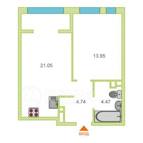 Квартира 44 м², 1-комнатная - изображение 1