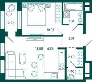 42,9 м², 1-комнатная квартира 8 595 429 ₽ - изображение 15