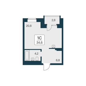 Квартира 34,6 м², студия - изображение 1