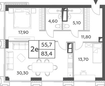 Квартира 83,4 м², 3-комнатная - изображение 1