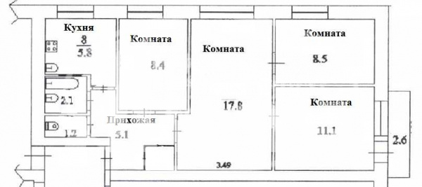 Квартира 62 м², 4-комнатная - изображение 4