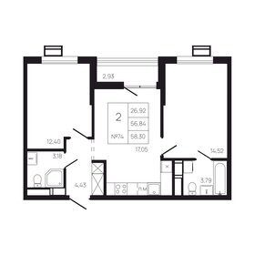 Квартира 58,3 м², 2-комнатная - изображение 1