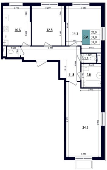 86,7 м², 3-комнатная квартира 21 990 000 ₽ - изображение 84