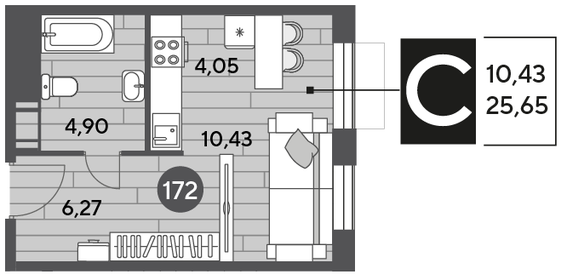 25 м², квартира-студия 4 200 000 ₽ - изображение 30