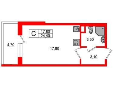 24,6 м², квартира-студия 4 970 000 ₽ - изображение 1