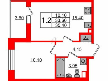 Квартира 33,6 м², 1-комнатная - изображение 1