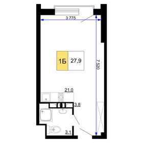 Квартира 27,9 м², 1-комнатные - изображение 1