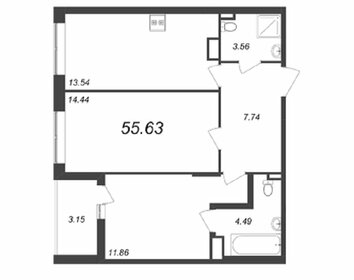 Квартира 55,6 м², 2-комнатная - изображение 1