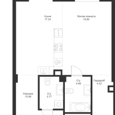 Квартира 59,6 м², 1-комнатная - изображение 3