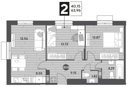 64 м², 2-комнатная квартира 9 037 548 ₽ - изображение 21