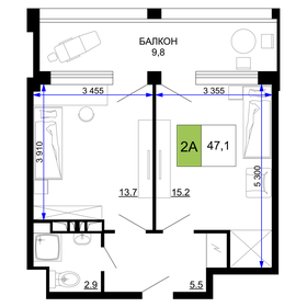 Квартира 47,1 м², 2-комнатные - изображение 1