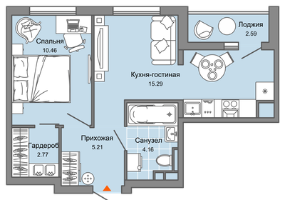 54 м², 2-комнатная квартира 4 150 000 ₽ - изображение 73