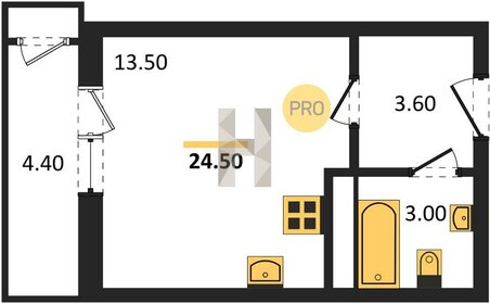 Квартира 24,5 м², студия - изображение 1