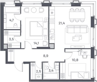 68 м², 3-комнатная квартира 19 700 000 ₽ - изображение 110