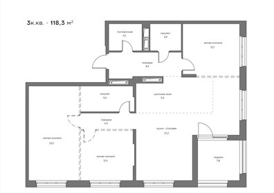 Квартира 118,3 м², 3-комнатная - изображение 1