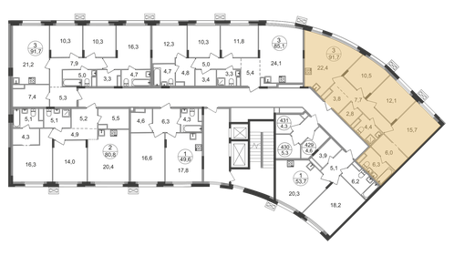 Квартира 91,7 м², 3-комнатная - изображение 2