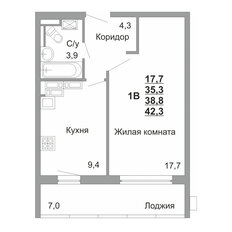 Квартира 38,7 м², 1-комнатная - изображение 3