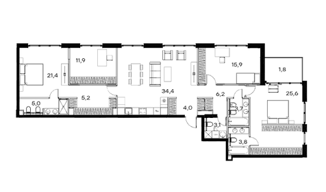 Квартира 142 м², 5-комнатная - изображение 1