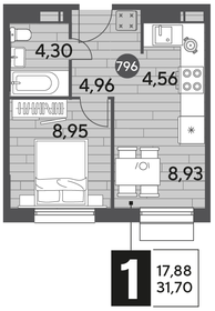 31,7 м², 1-комнатная квартира 5 636 260 ₽ - изображение 18