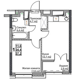 Квартира 37,2 м², 1-комнатная - изображение 1