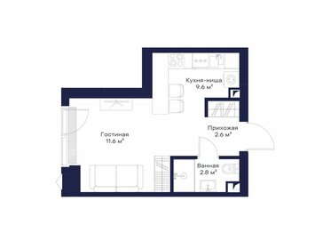 Квартира 26,6 м², 1-комнатная - изображение 1