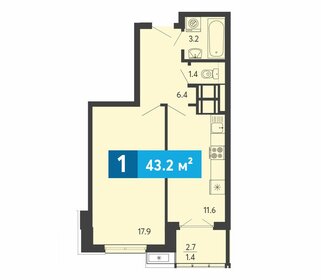 43,8 м², 1-комнатная квартира 4 631 000 ₽ - изображение 50