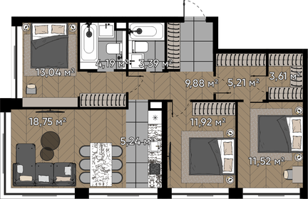 Квартира 86,8 м², 4-комнатная - изображение 1