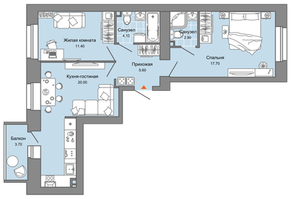 Квартира 63 м², 3-комнатная - изображение 1