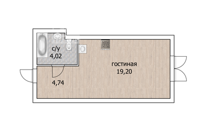 Квартира 28 м², студия - изображение 1