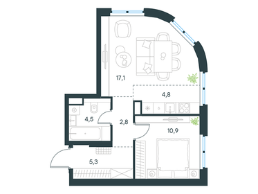46,5 м², 2-комнатная квартира 19 315 604 ₽ - изображение 12