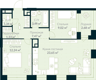 55,9 м², 2-комнатная квартира 8 656 000 ₽ - изображение 24