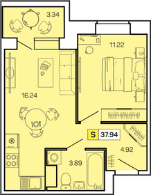 Квартира 37,9 м², 1-комнатная - изображение 1