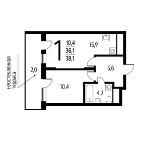 39,7 м², 1-комнатная квартира 9 200 000 ₽ - изображение 65