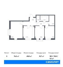 Квартира 76,5 м², 3-комнатная - изображение 1