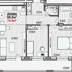 Квартира 72 м², 2-комнатная - изображение 1