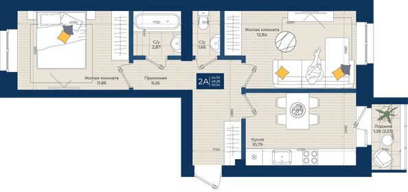 51,1 м², 2-комнатная квартира 6 540 800 ₽ - изображение 32