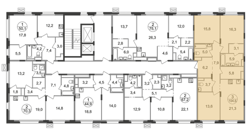 Квартира 104,6 м², 3-комнатная - изображение 2