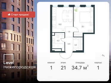 34 м², 1-комнатная квартира 11 303 677 ₽ - изображение 1